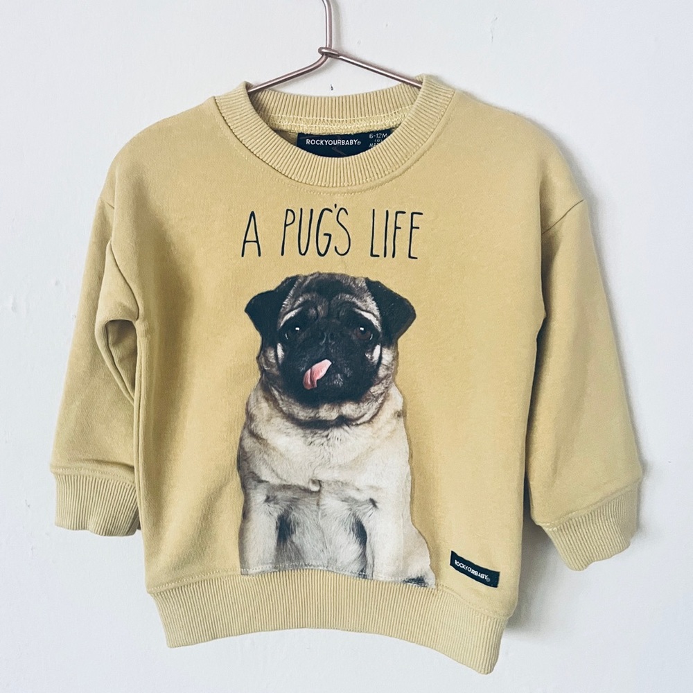 RockYourBaby  A Pugs Life mustard color sweatshirt size 6-12months